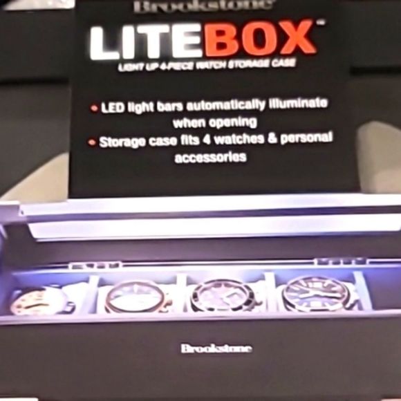 Brookstone Lite Box Light Up 4-Piece Watch Storage Case - Picture 2 of 9